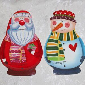 Vintage Christmas Trays | Set of 4 Melamine Platters